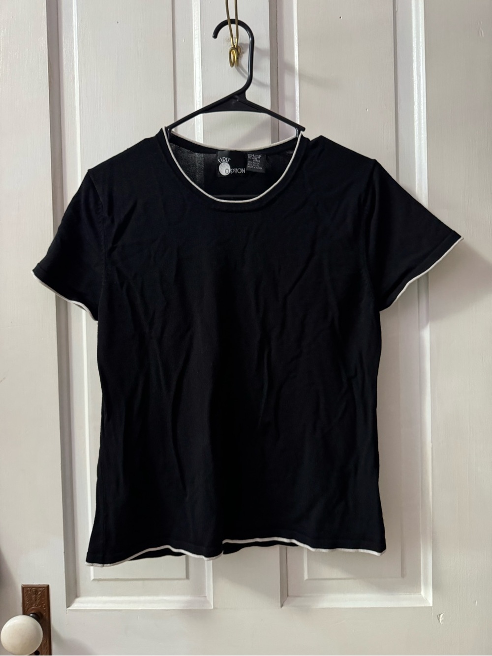 First Option Black Short Sleeve Shirt with White Trim